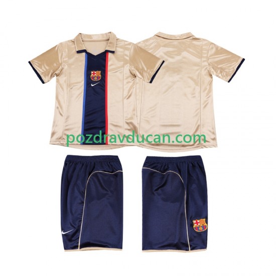 Nogometni Dresovi FC Barcelona 2001 Retro Dječji Gostujući dres 2002 Kratkih Rukava