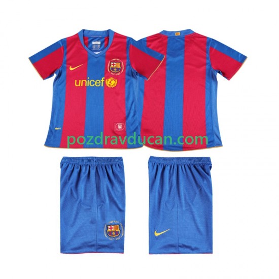 Nogometni Dresovi FC Barcelona 2007 Retro Dječji Domaći dres 2008 Kratkih Rukava