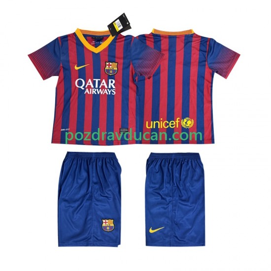 Nogometni Dresovi FC Barcelona 2013 2014 Retro Dječji Domaći dres Kratkih Rukava