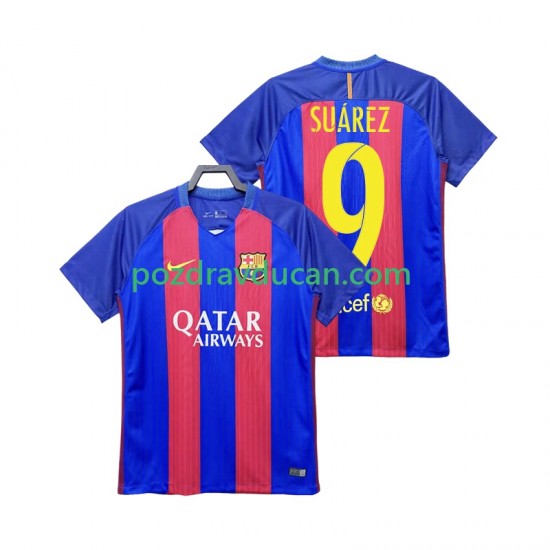 Nogometni Dresovi FC Barcelona Suárez 9 2016 2017 Retro Muški Domaći dres Kratkih Rukava