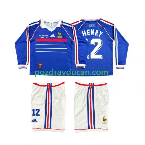 Nogometni Dresovi Francuska Henry 12 Retro Dječji Domaći dres 1998 Dugi Rukav