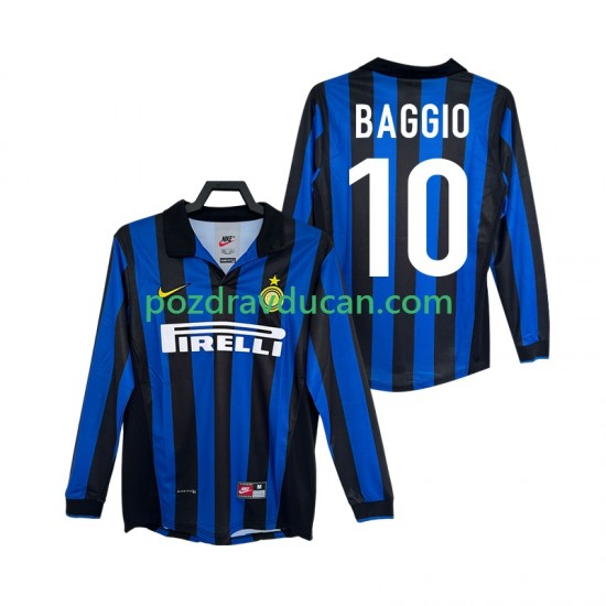 Nogometni Dresovi Inter Milan BAGGIO 10 Retro Muški Domaći dres 1998 1999 Dugi Rukav