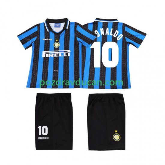 Nogometni Dresovi Inter Milan Ronaldo 10 1997 Retro Dječji Domaći dres 1998 Kratkih Rukava
