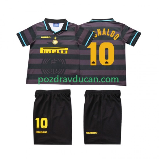 Nogometni Dresovi Inter Milan Ronaldo 10 1997 Retro Dječji Treći dres 1998 Kratkih Rukava