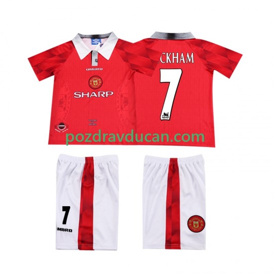 Nogometni Dresovi Manchester United BECKHAM 7 1996 1997 Retro Dječji Domaći dres Kratkih Rukava