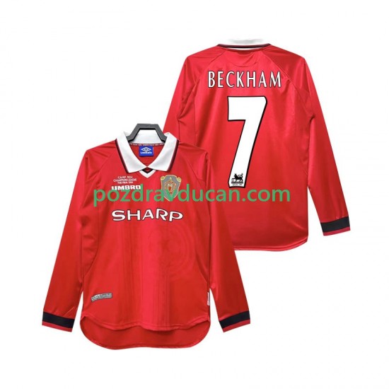 Nogometni Dresovi Manchester United Beckham 7 2000 Retro Muški Domaći dres 1999 Dugi Rukav