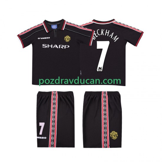 Nogometni Dresovi Manchester United Beckham 7 Retro Dječji Gostujući dres 1998 1999 Kratkih Rukava