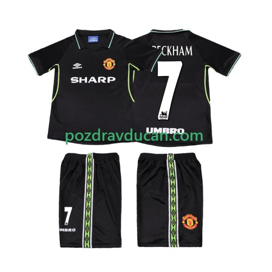 Nogometni Dresovi Manchester United Beckham 7 Retro Dječji Treći dres 1998 1999 Kratkih Rukava