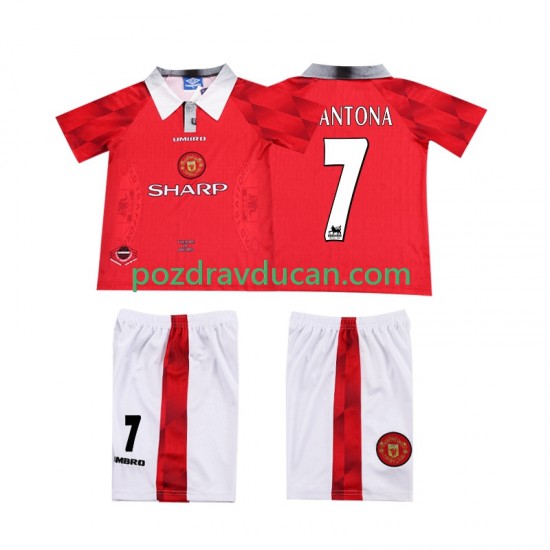 Nogometni Dresovi Manchester United CANTONA 7 1996 1997 Retro Dječji Domaći dres Kratkih Rukava