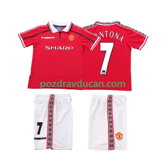 Nogometni Dresovi Manchester United CONTONA 7 Retro Dječji Domaći dres 1998 1999 Kratkih Rukava