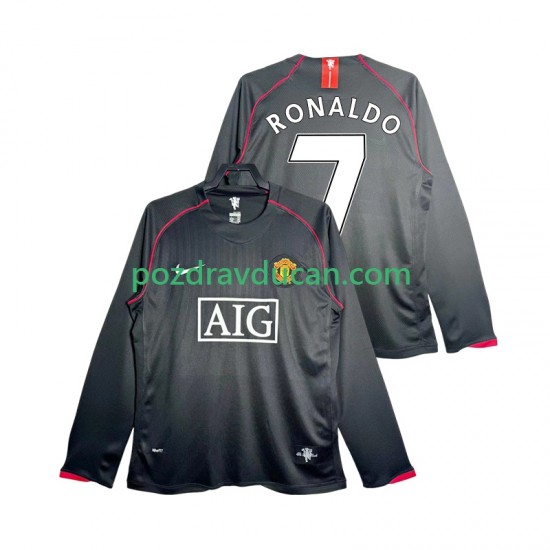 Nogometni Dresovi Manchester United Critstiano Ronaldo 7 2007 Retro Muški Gostujući dres 2008 Dugi Rukav