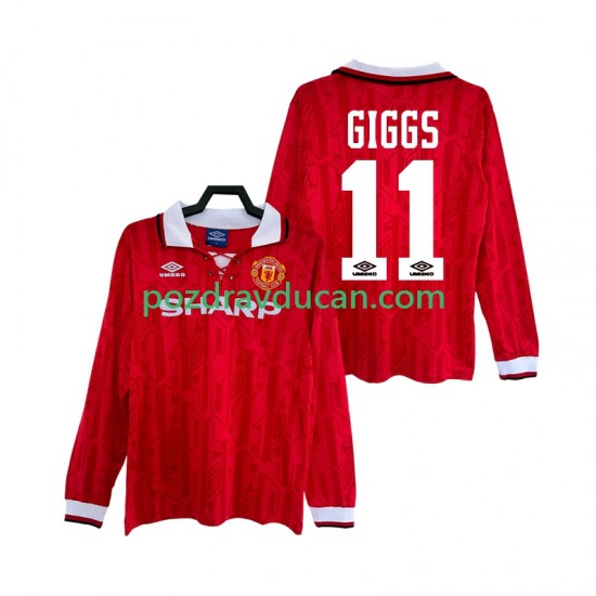 Nogometni Dresovi Manchester United GIGGS 11 1992 Retro Muški Domaći dres 1994 Dugi Rukav