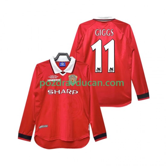 Nogometni Dresovi Manchester United Giggs 11 2000 Retro Muški Domaći dres 1999 Dugi Rukav