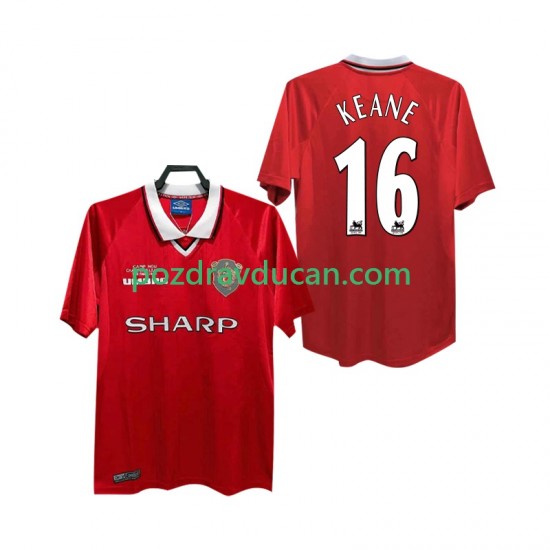 Nogometni Dresovi Manchester United Keane 16 2000 Retro Muški Domaći dres 1999 Kratkih Rukava