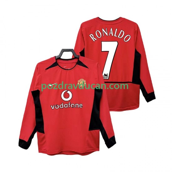 Nogometni Dresovi Manchester United RONALDO 7 Retro Muški Domaći dres 2002 2004 Dugi Rukav