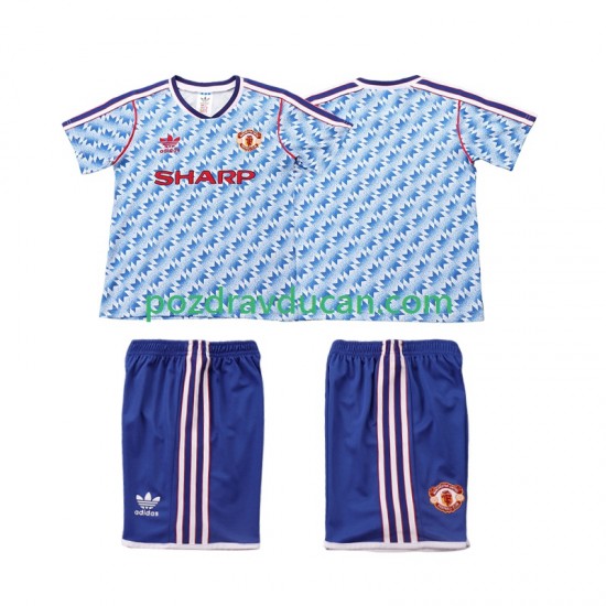 Nogometni Dresovi Manchester United 1990 1992 Retro Dječji Gostujući dres Kratkih Rukava