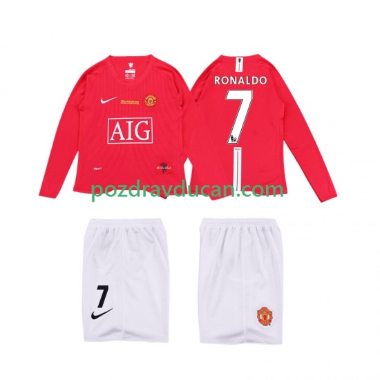 Nogometni Dresovi Manchester United Ronaldo 7 Premier League 2009 Retro Dječji Domaći dres 2008 Dugi Rukav