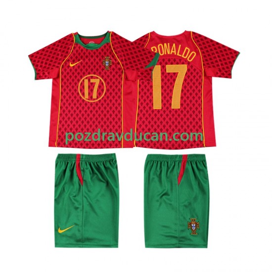 Nogometni Dresovi Portugal Cristiano Ronaldo 17 Retro Dječji Domaći dres 2004 Kratkih Rukava