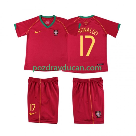 Nogometni Dresovi Portugal Cristiano Ronaldo 17 Retro Dječji Domaći dres 2006 Kratkih Rukava