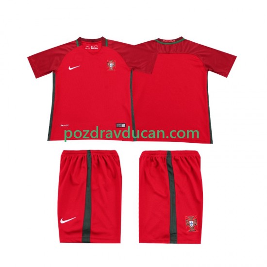 Nogometni Dresovi Portugal 2016 Retro Dječji Domaći dres Kratkih Rukava