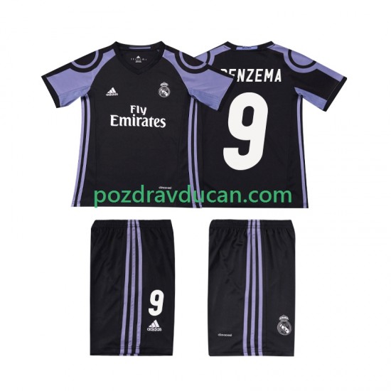 Nogometni Dresovi Real Madrid BENZEMA 9 2016 2017 Retro Dječji Treći dres Kratkih Rukava
