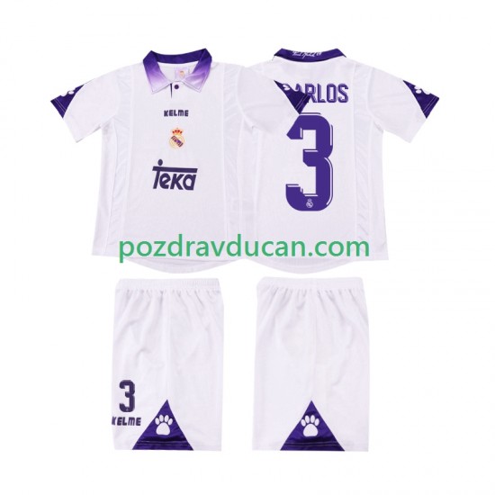 Nogometni Dresovi Real Madrid R CARLOS 3 1997 Retro Dječji Domaći dres 1998 Kratkih Rukava
