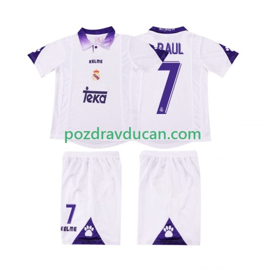 Nogometni Dresovi Real Madrid RAUL 7 1997 Retro Dječji Domaći dres 1998 Kratkih Rukava