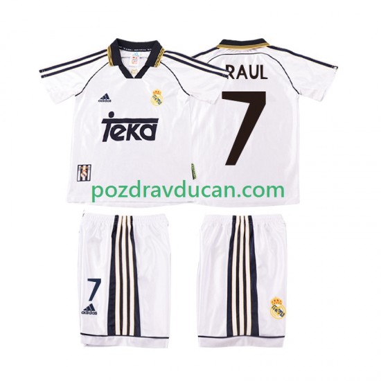 Nogometni Dresovi Real Madrid RAUL 7 2000 Retro Dječji Domaći dres 1998 Kratkih Rukava