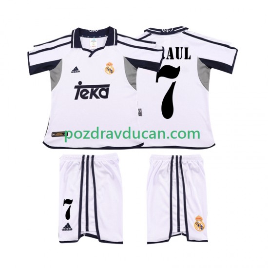 Nogometni Dresovi Real Madrid RAUL 7 2001 Retro Dječji Domaći dres 2002 Kratkih Rukava
