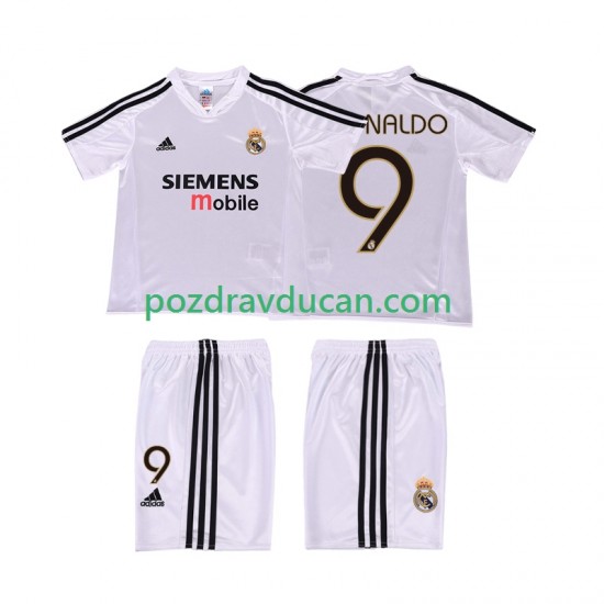 Nogometni Dresovi Real Madrid RONALDO 9 5 Retro Dječji Domaći dres 2002 2004 Kratkih Rukava