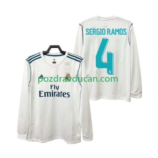 Nogometni Dresovi Real Madrid SERGIO RAMOS 4 2017 2018 Retro Muški Domaći dres Dugi Rukav