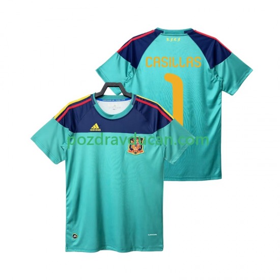 Nogometni Dresovi Španjolska Casillas 1 Vratar Retro Muški Domaći dres 2010 Kratkih Rukava