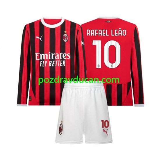 Nogometni Dresovi AC Milan Rafael Leao 10 Dječji Domaći dres 2024-2025 Dugi Rukav