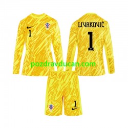 Nogometni Dresovi Hrvatska DOMINIK LIVAKOVIC 1 Vratar Dječji Domaći dres Euro 2024 Dugi Rukav