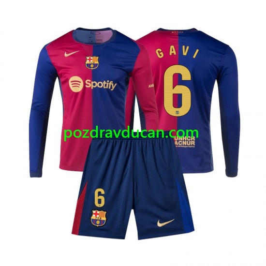 Nogometni Dresovi FC Barcelona Gavi 6 Dječji Domaći dres 2024-2025 Dugi Rukav