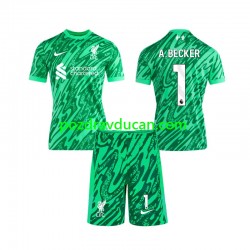 Nogometni Dresovi Liverpool Alisson Becker 1 Vratar Dječji Gostujući dres 2024-2025 Kratkih Rukava