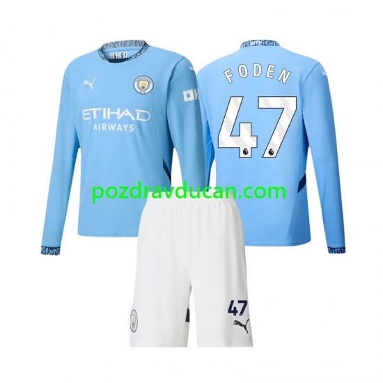 Nogometni Dresovi Manchester City Phil Foden 47 Dječji Domaći dres 2024-2025 Dugi Rukav
