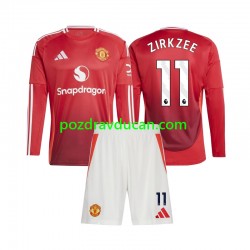 Nogometni Dresovi Manchester United Joshua Zirkzee 11 Dječji Domaći dres 2024-2025 Dugi Rukav