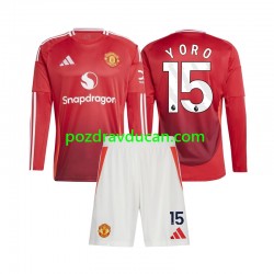 Nogometni Dresovi Manchester United Leny Yoro 15 Dječji Domaći dres 2024-2025 Dugi Rukav