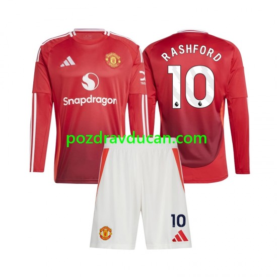 Nogometni Dresovi Manchester United Marcus Rashford 10 Dječji Domaći dres 2024-2025 Dugi Rukav