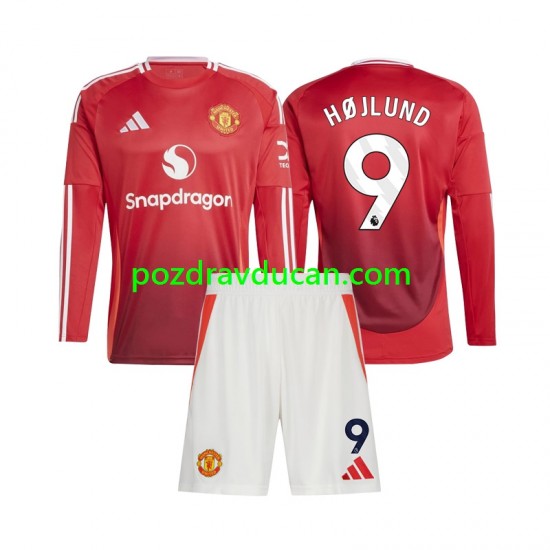 Nogometni Dresovi Manchester United Rasmus Hojlund 9 Dječji Domaći dres 2024-2025 Dugi Rukav