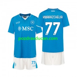 Nogometni Dresovi Napoli Khvicha Kvaratskhelia 77 Dječji Domaći dres 2024-2025 Kratkih Rukava