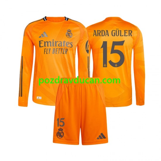 Nogometni Dresovi Real Madrid Arda Guler 15 Dječji Gostujući dres 2024-2025 Dugi Rukav