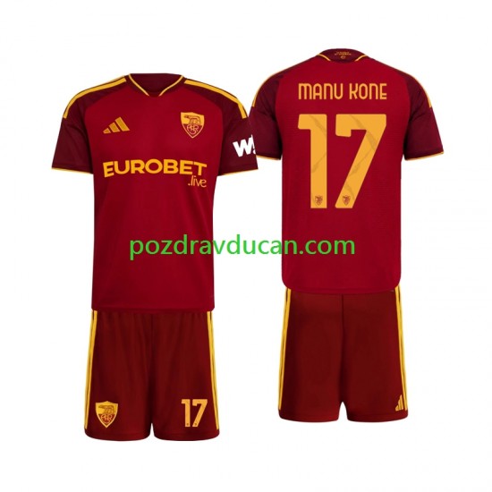 Nogometni Dresovi Roma Manu Kone 17 Dječji Domaći dres 2026-2027 Kratkih Rukava