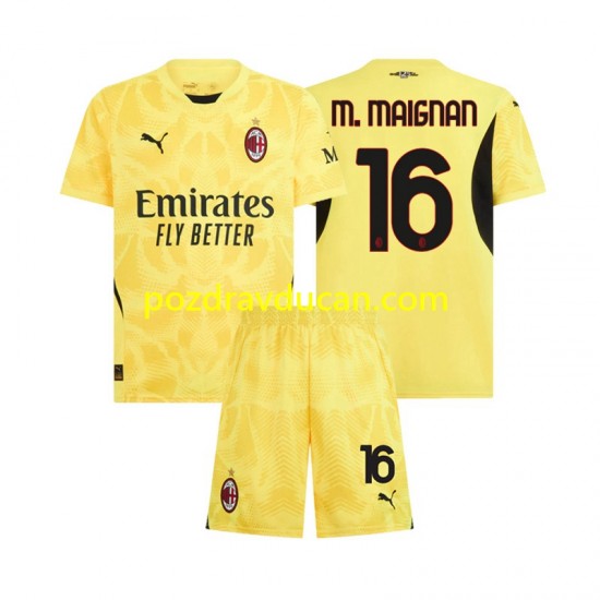 Nogometni Dresovi AC Milan Mike Maignan 16 Vratar Dječji Gostujući dres 2024-2025 Kratkih Rukava