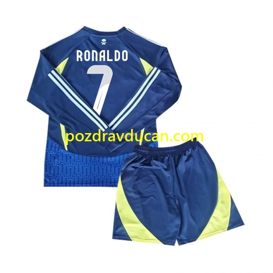 Nogometni Dresovi Al Nassr Cristiano Ronaldo 7 Dječji Gostujući dres 2024-2025 Dugi Rukav