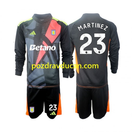 Nogometni Dresovi Aston Villa Emiliano Martinez 23 Vratar Dječji Gostujući dres 2024-2025 Dugi Rukav