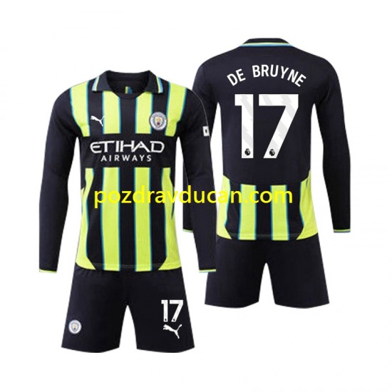 Nogometni Dresovi Manchester City Kevin De Bruyne 17 Dječji Gostujući dres 2024-2025 Dugi Rukav