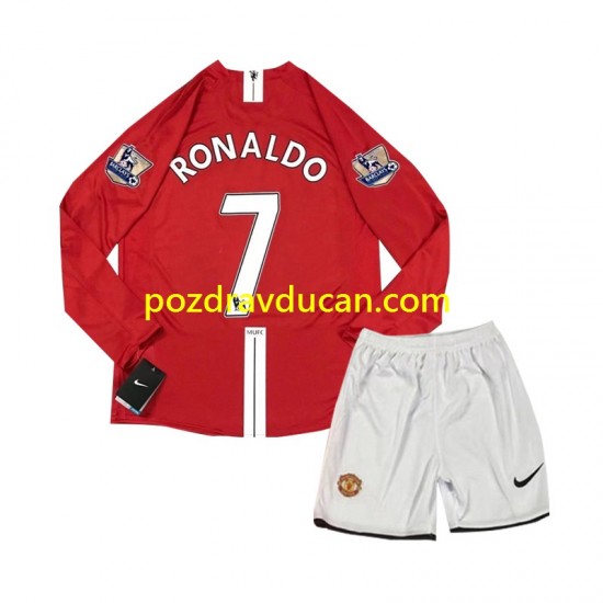 Nogometni Dresovi Manchester United Cristiano Ronaldo 7 2007 Retro Dječji Domaći dres Dugi Rukav