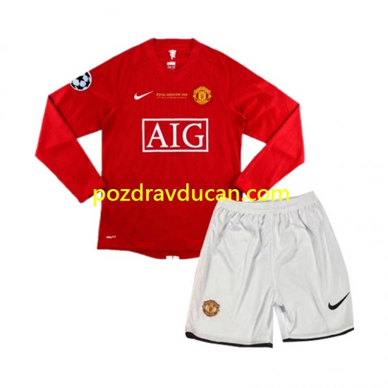 Nogometni Dresovi Manchester United Champion League 2007 Retro Dječji Domaći dres Dugi Rukav